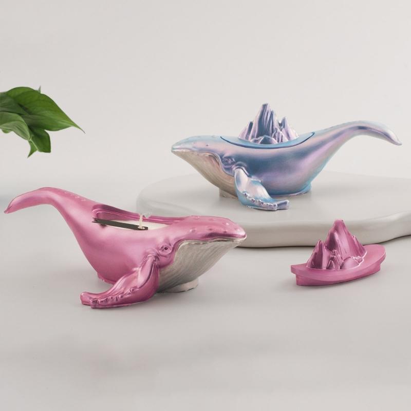 Silicone Whale Ocean Animal Storage Box Mold for Home Organization Heat Resistant Jewelry Container with Lid Mould