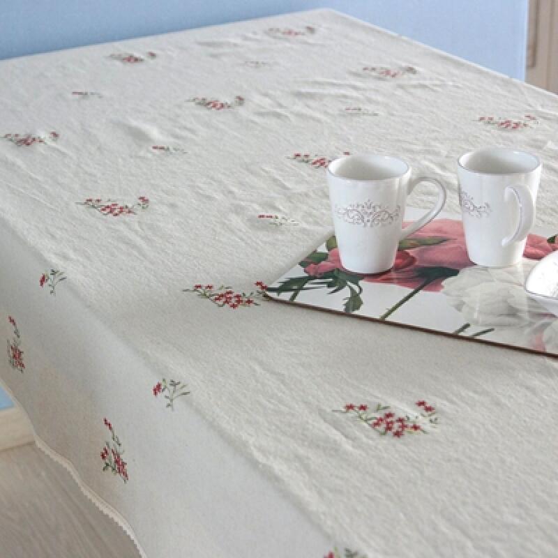 Floral Embroidered Linen Tablecloth 125x165 One color