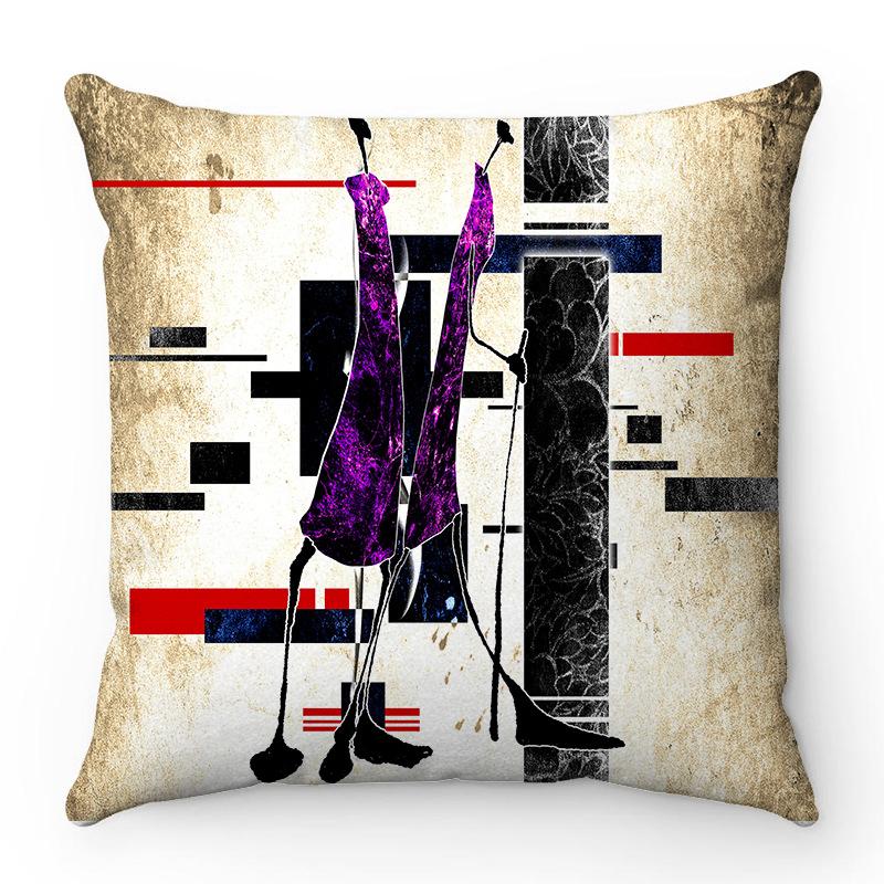 Oil Painting Of An African Woman Digital Printing Short Plush Pillow Covers For Car Sofa Office Cushion Cover Home Goods 60X60Cm