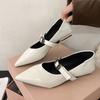 Shallow Autumn Metal Buckle Versatile 2025 Pointed Flat Bottom Women's Shoes Xiaoxiang New Soft Mary Jane Single Shoes Women's Leather