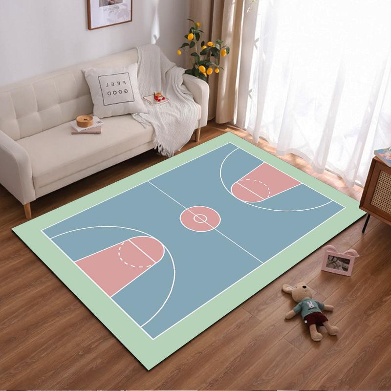 Basketball Court Pattern Area Rug for Home Decor, Sports Style Carpet Suitable for use as an anti-slip for living room bedroom sofas