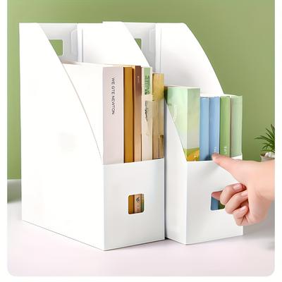 2PCS Multi-Function Magazine Holder File Organizers - White, Lightweight & Portable for Home Office Use, Document Organizer