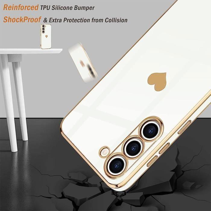 Coque de protection - BOOLING - pour Samsung Galaxy A35 5G - Silicone Blanc - Motif Cœur - Antichoc - 2 Verres trempés