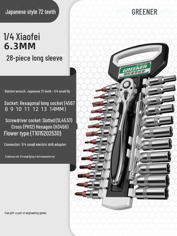 Green Forest Multi-Functional Ratchet Wrench Set - Large, Medium, Small Universal Two-Way Tool for Auto Repair