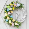 Rattan Ring Easter Bunny Wreath Foam Eggs Bunny Rabbit Garland Easter Garland  Door Hanging