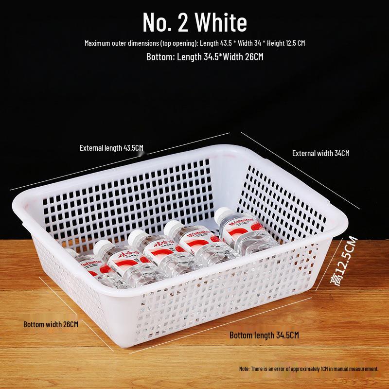 Large White Plastic Rectangular Kitchen Basket for Draining, Washing, and Storage