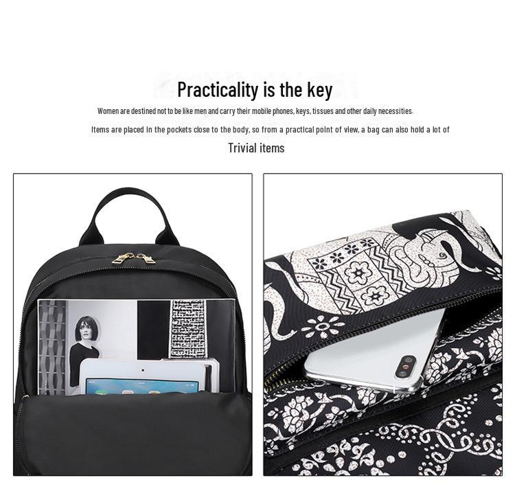 Damski Modny Plecak Podróżny z Tkaniny Oxford - Lekki, Casualowy, Drukowana Torba na Ramię