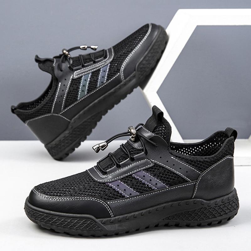New Summer Soft Soled Running Shoes Men Black Mesh Breathable Casual Shoes Comfortable Versatile Outdoor Exercise Shoes