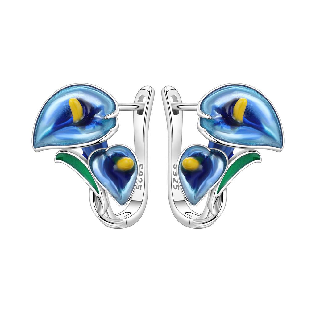 Orstarry 925 Silber Blauer Zirkon Sternenhimmel Ohrring Original Schmuck Creolen Damen Schmuck Party Trendige Geschenke