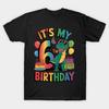 Men Black Print T-shirt It'S My 6Th Birthday Dinosaur T Rex No-Cut Transfer Paper Print Cotton Tshirt