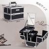 Hapilife Makeup Box with Cosmetic Makeup Nail Care Tool Day Gift Mirror, Two-Tier Tray, Box, Box, Organizer, Lockable, Black, Mother's (Black)
