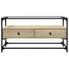 TV Cabinet with Glass Top Sonoma Oak Finish 98 X 35 X 51 Cm Engineered Wood