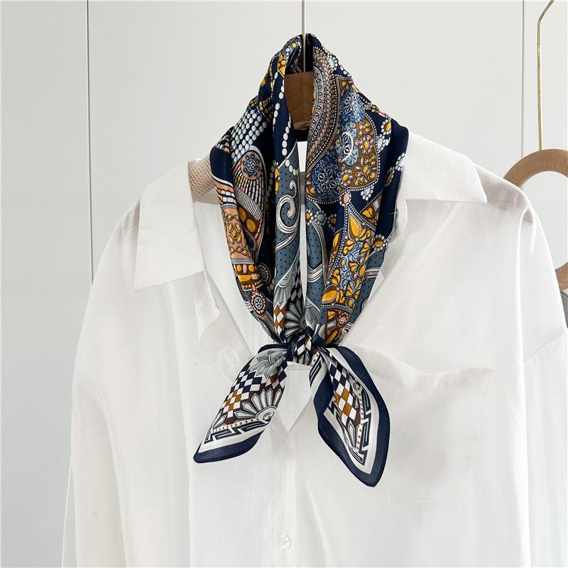 Luxury Women Silk Scarf Glowing Pearlescent Sheen Print 12MM Mulberry Silk Scarf Shawl Square Wrap Shawl For Women Bandana