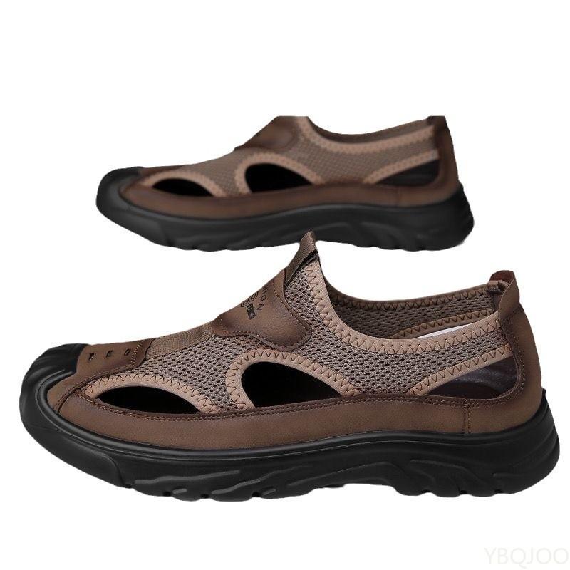 Fashion Men Breathable Sandals Outdoor Mesh Men Shoes Hollow Antiskid Sandals Beach Sandals Flats Footwear Zapatillas Hombre 2025