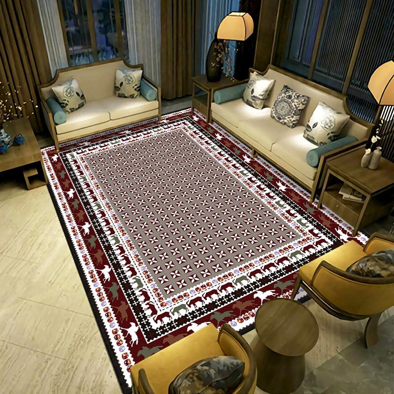 Persian Living Room Carpet  Bedroom Bedside Carpet Retro Ethnic Style Carpet Hotel Home Stay Carpet