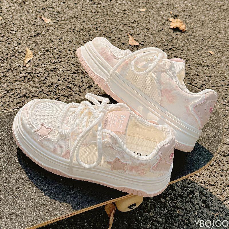 Fashion New summer versatile thick sole height increasing niche casual sports shoes star board shoes women's mesh breathable shoes
