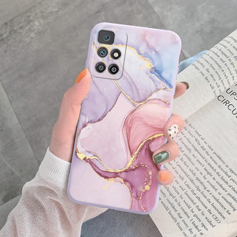 Marble Pattern Phone Case For Redmi 10 Redmi10 Protective Cover Case Pink Gold Marble Soft Silicone Funda For Xiaomi Redmi 10