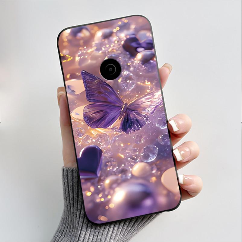 Θήκη Κινητού με Σχέδιο Για Nokia 110 4G 2023 Fundas Coque Μαύρο Κάλυμμα από Μαλακή Σιλικόνη Χαριτωμένο Κάλυμμα με Σχέδιο Λουλουδιών Καρτούν Capa