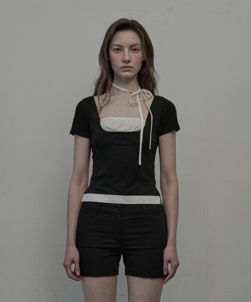 Mausolleum Flirt String Shirring T-Shirt - Black