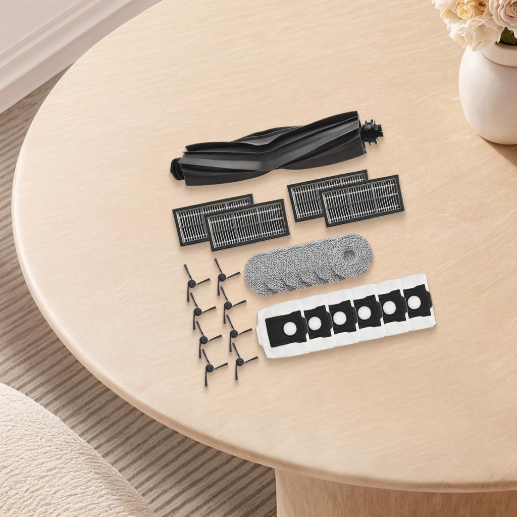 8PC Side Brushes 6 Mop Cloths For Roborock P10 Pro - Complete Robot Vacuum Replacement Parts Kit With HEPA Filter & Dust Bags