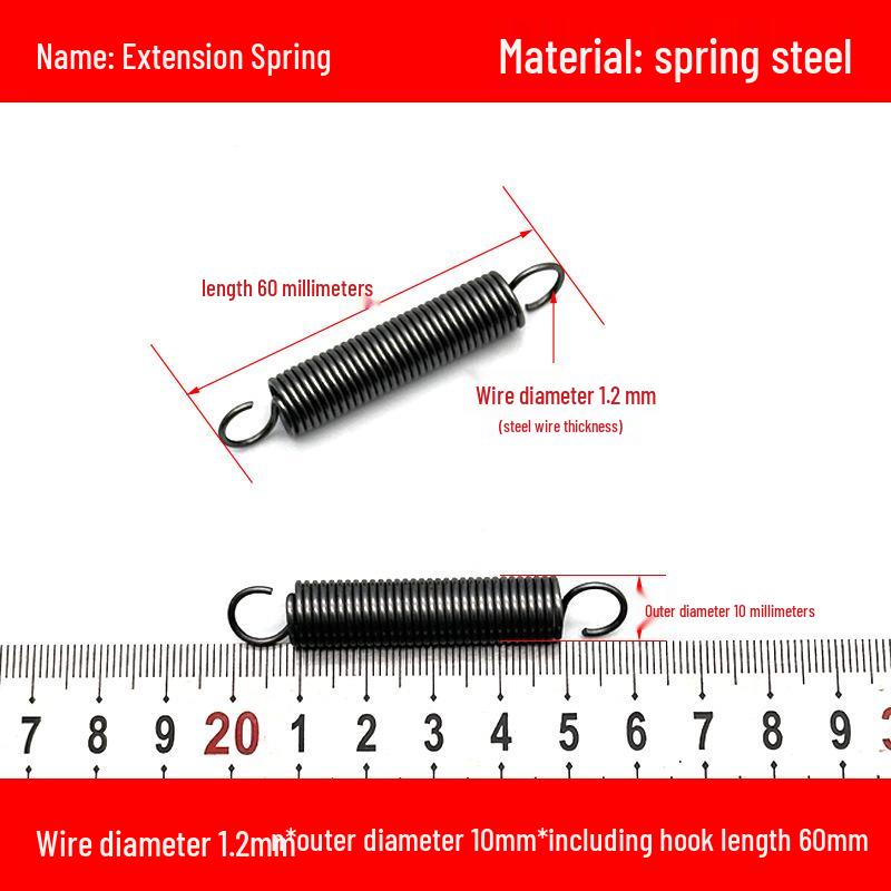 1.2mm Wire Extension Spring with Hook - Soft Tensile Force Spring Accessory
