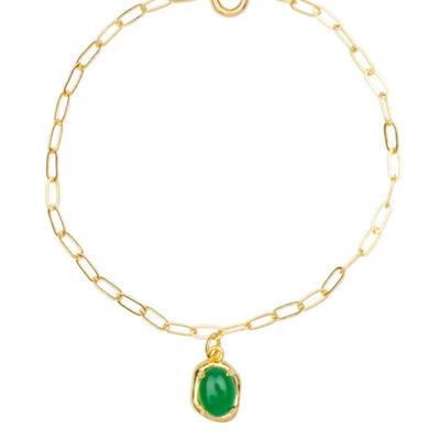AUGUST ALICE Green Cabochon Oval Chain Bracelet_3color