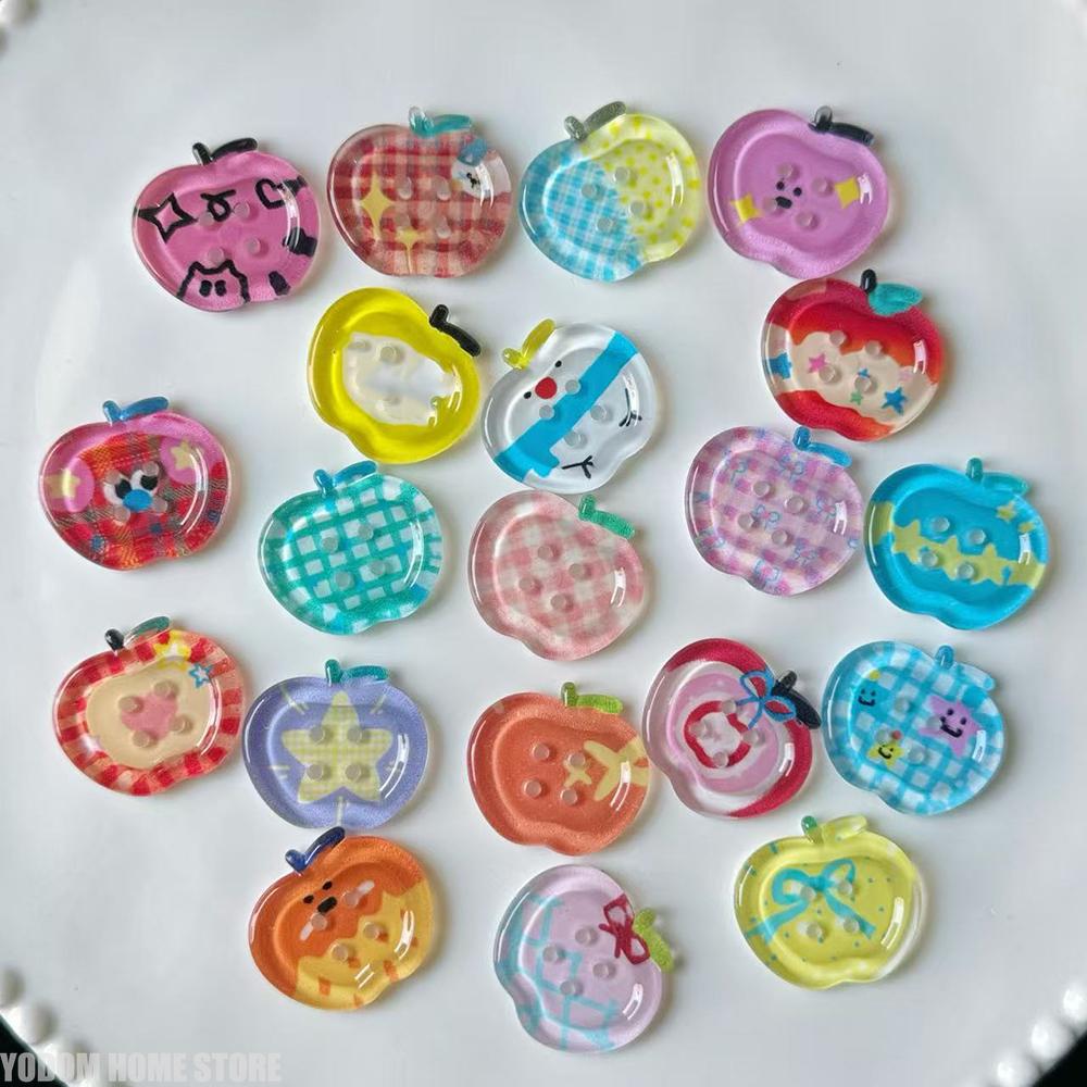 10pcs Dopamine Color Apple Translucent Buttons for Crafts Resin Accessories Clothing Sewing Supplies Sweaters Materials