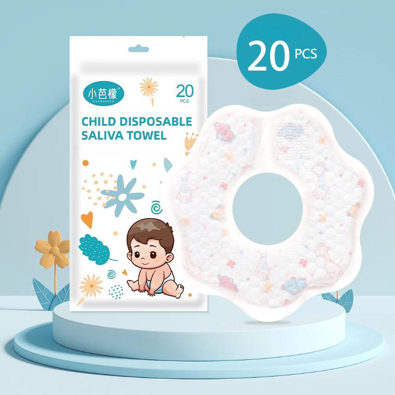 Disposable Bibs for Baby 360° Rotate Soft Baby Saliva Towel Waterproof & Oil-proof Travel Paper Bibs for Infants Boys Girls
