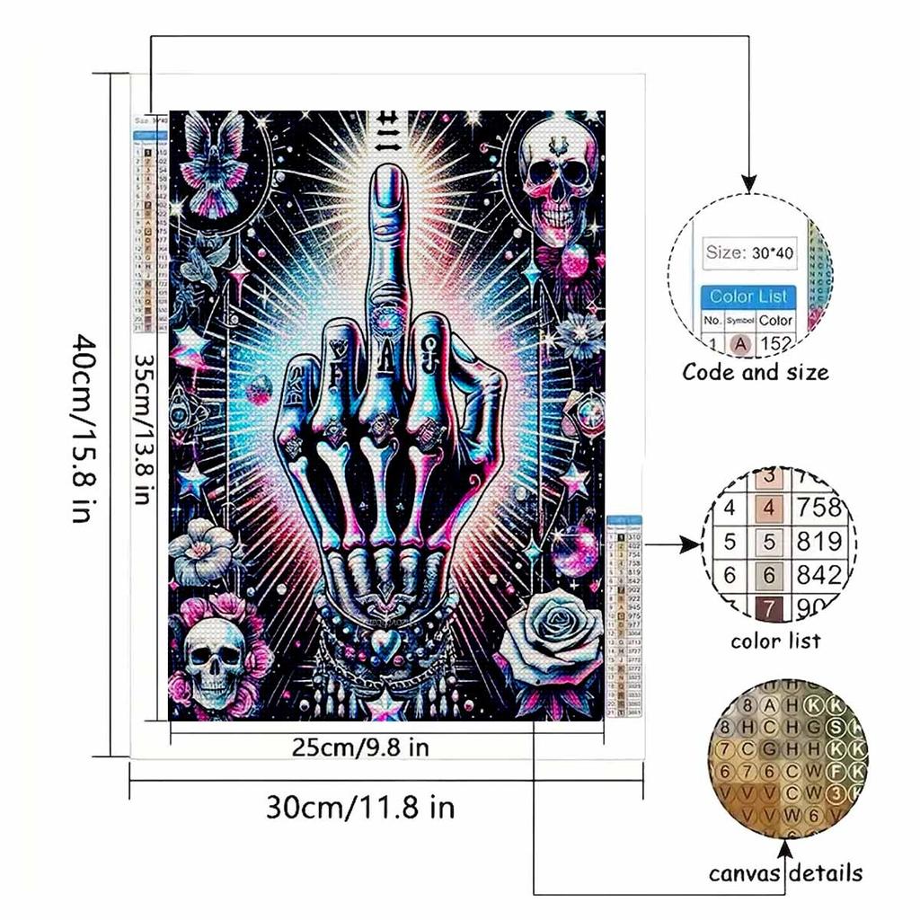 Full Round Diamond Painting Middle Finger Art Rhinestone Picture Mosaic DIY 5D Cross Stitch Embroidery Home Decoration