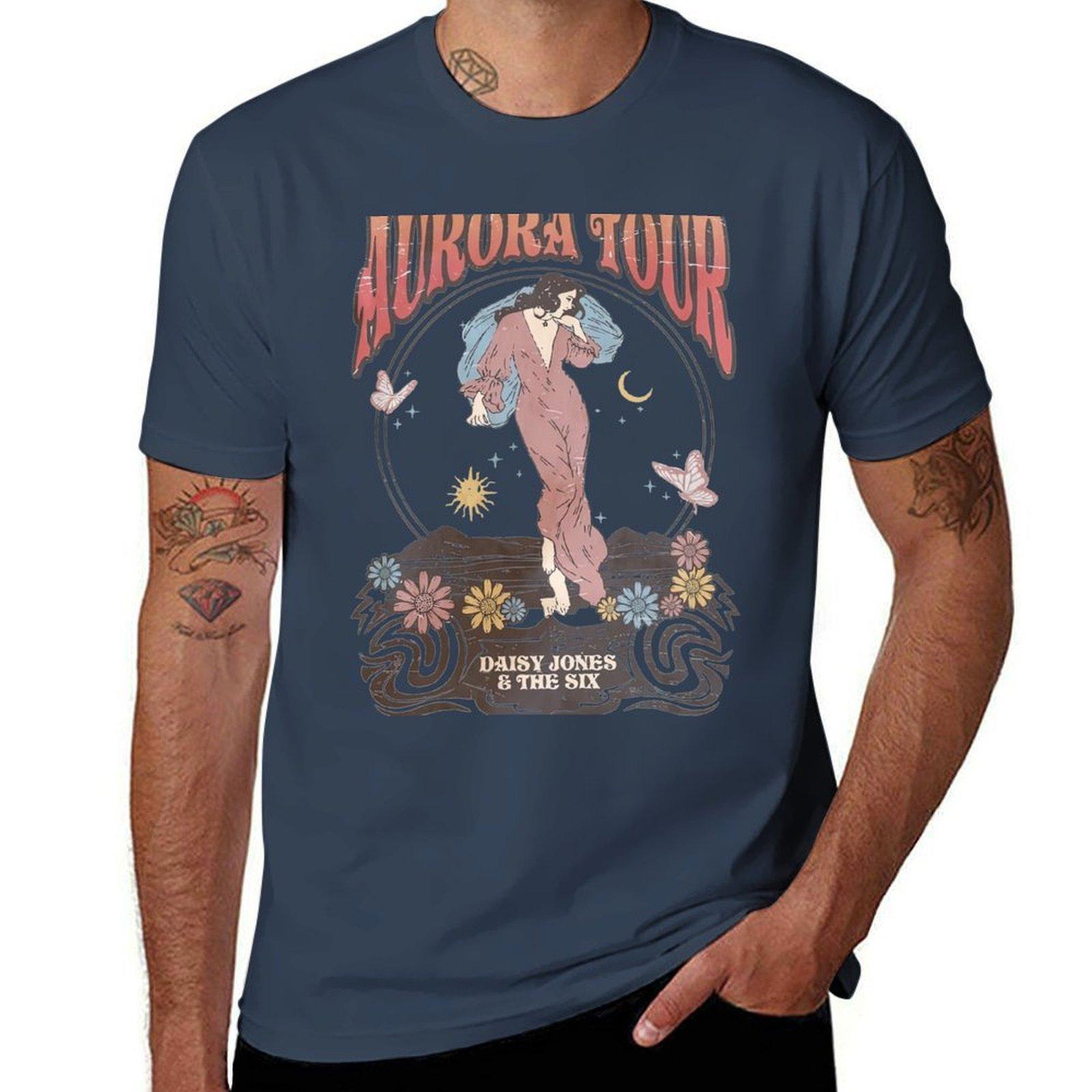 Retro The Aurora Tour 197879 Tshirt Sports Casual Short Sleeve Cotton Tee S