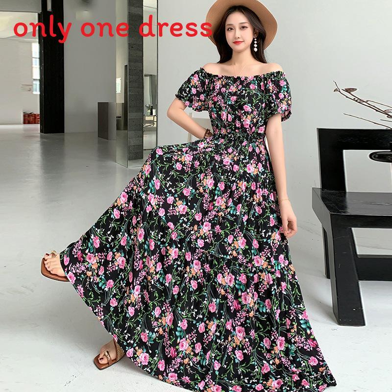 Bohemian Maxi Dress With Elastic Waist For Summer Beach Vacation And Artful Style