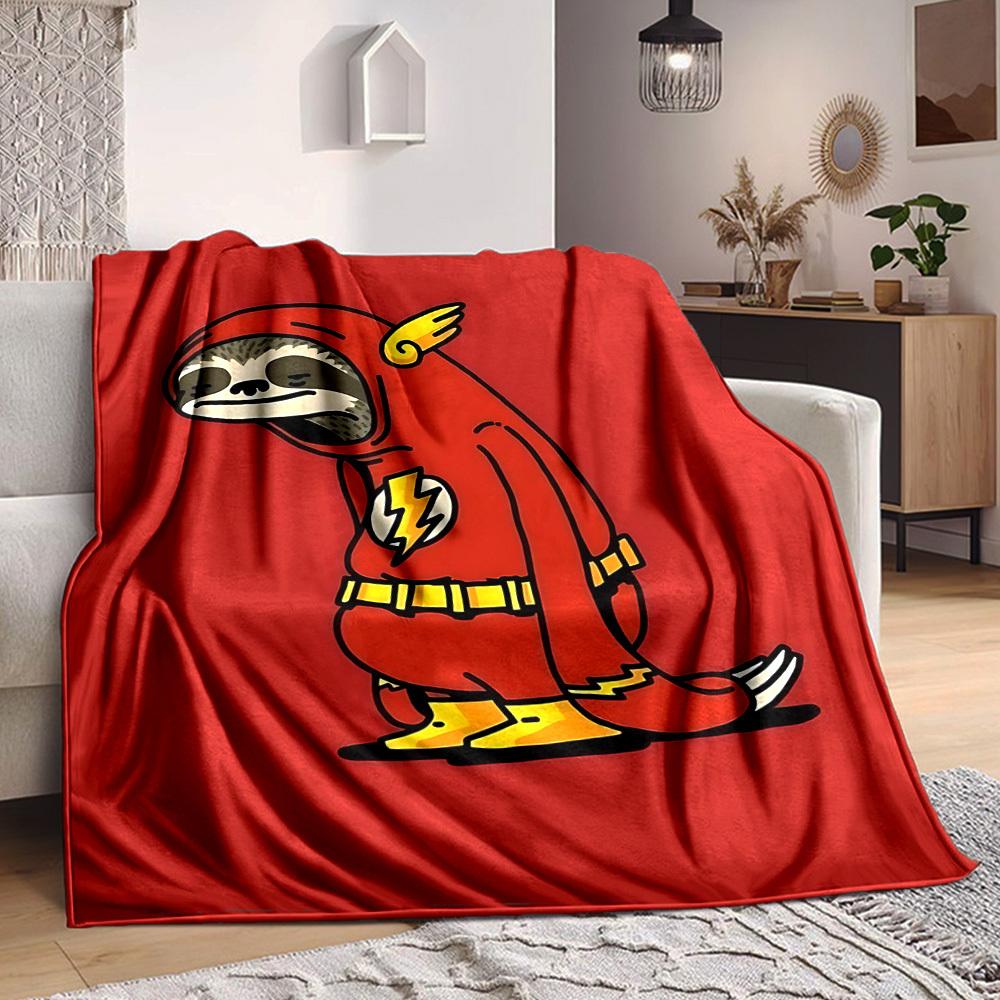 1pc Super Sloth Flash Flannel Throw Blanket HD Printed Lightweight Soft Warm All Season Blanket for Sofa, Bed, Travel, Camping Machine Washable 75X95CM