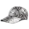 Women Men Artificial Leather Baseball Cap Outdoor Unisex Hip Hop Hat Adjustable Snakeskin Print Brim Hats