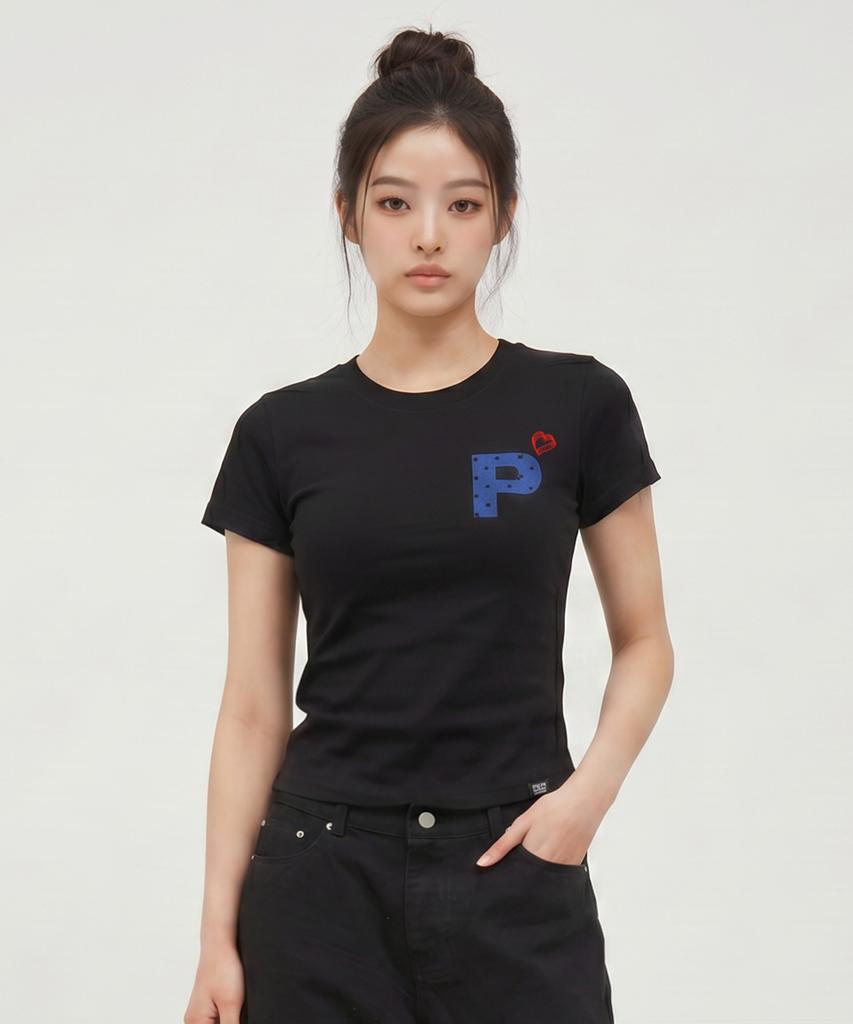 Peideu Pd Polka Dot Slim Fit Short Sleeve T-Shirt Black