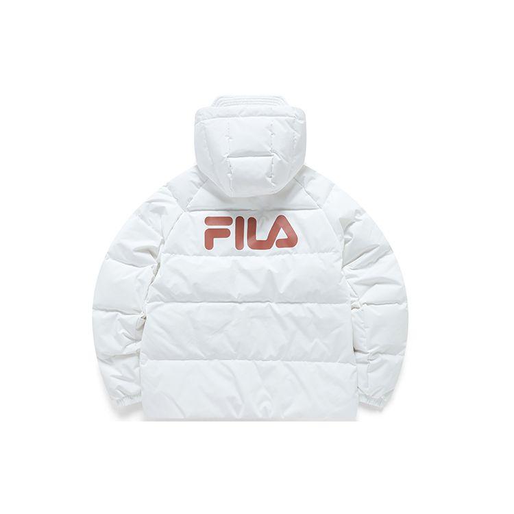 FILA Fusion Street Sport Logo Print Detachable Hooded Down Jacket Women outerwear White T11W143902F-WT