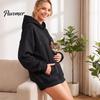 Warm Pet Pouch Clothing Women Hoodie with Head Hole, Oversized Hooded Sweatshirt Hole Zipper Pockets, Dog Cat Carrying Pullover Top for Fall