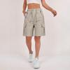 Damen High Waist Lässige Lockere Sportshorts mit Mehreren Taschen