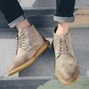 Fashion Golden Sapling Man Retro Flat Chelsea Boots Outdoor Leisure Leather Ankle Boot Male Shoes Pointed Toe High-top Brogues Footwear