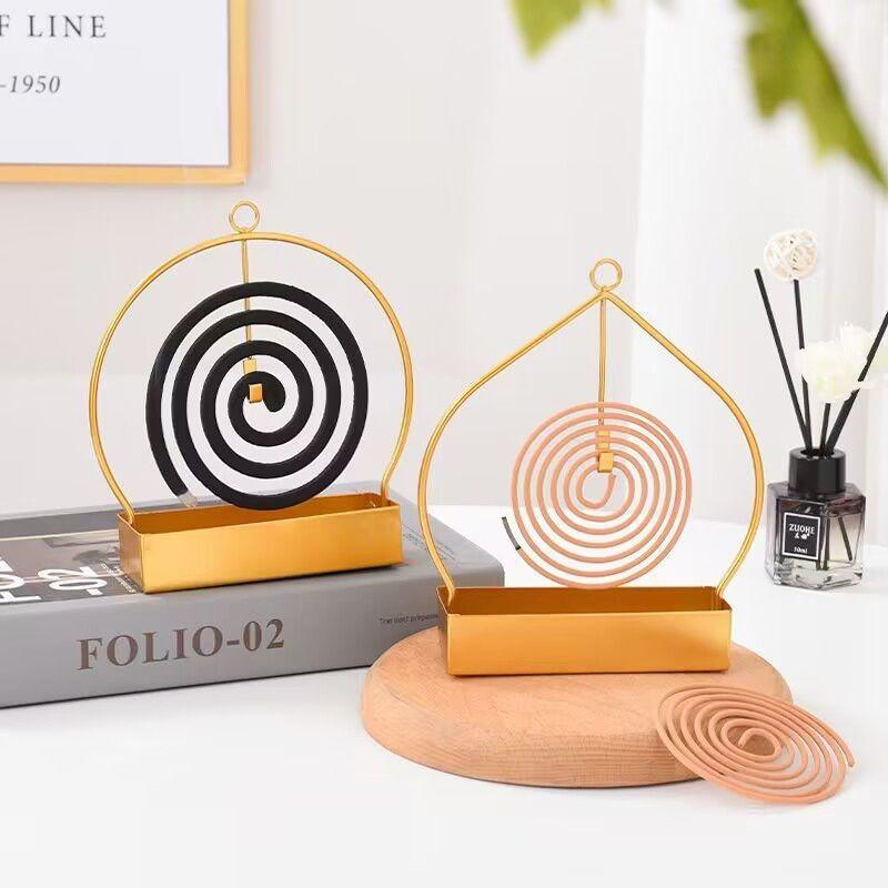 Household Bedroom Tray-shaped Incense Burner with Ash Tray and Stand - Creative and Simple Design, Made of Iron, for Hanging Mosquito Repellent Rack