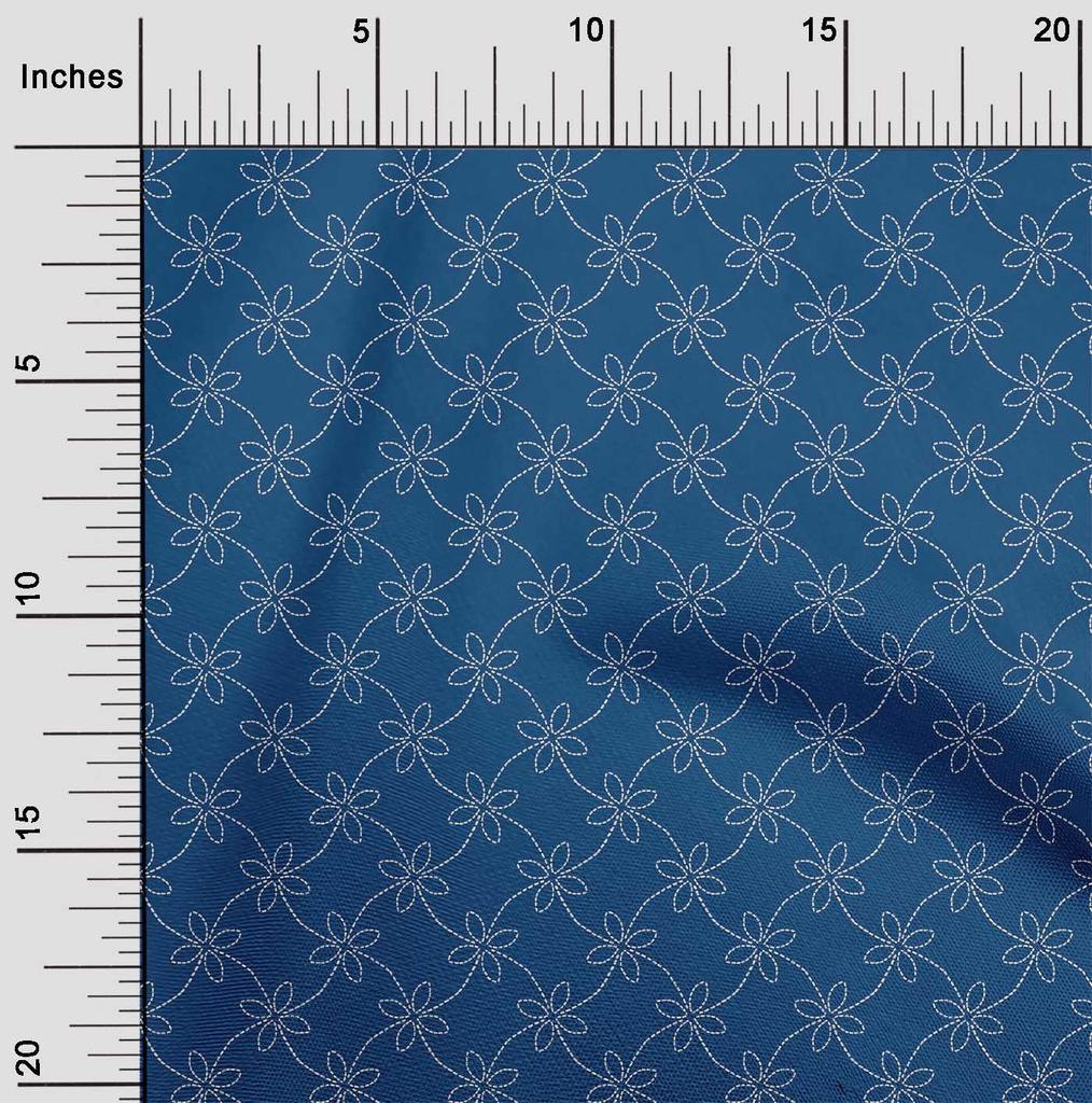 oneOone Cotton Flex Fabric Artistic Floral Sashiko Print Sewing Fabric BTY 40 Inch