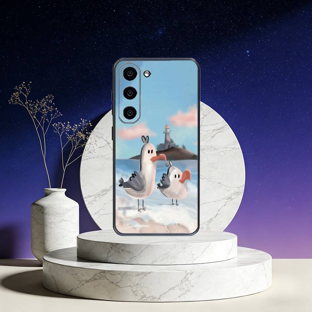 Funny S-Seagull Phone Case For Samsung Galaxy A73,A72,A71,A70,A53,A52,A51,Others Soft Black Cover