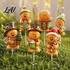 Cute Cartoon Holiday Picks 6 Pcs Large Christmas Tree Picks Wooden Santa Snowman Gingerbread Ornaments Xmas Man Party Supplies Topper Decoration for