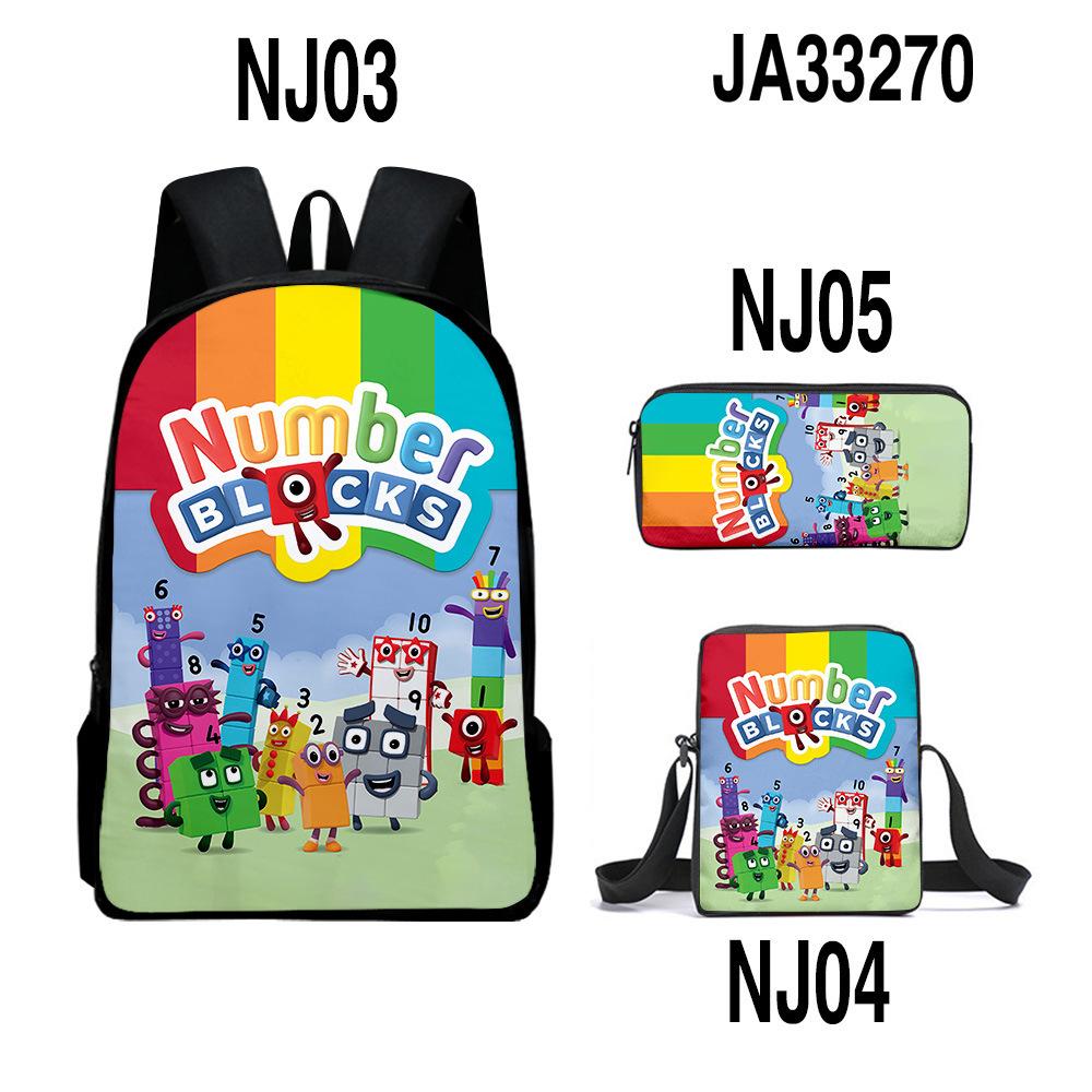 Game Merchandise Digital Building Block Schoolbag Backpack Satchel Pencil Bag Backpack Three-Piece Set