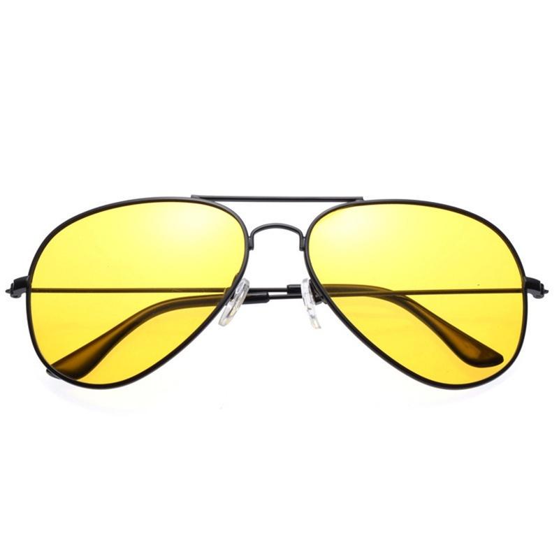 Retro Classic Night Vision Polarized Sunglasses Yellow Lens Anti Glare Night Car Diving Glasses