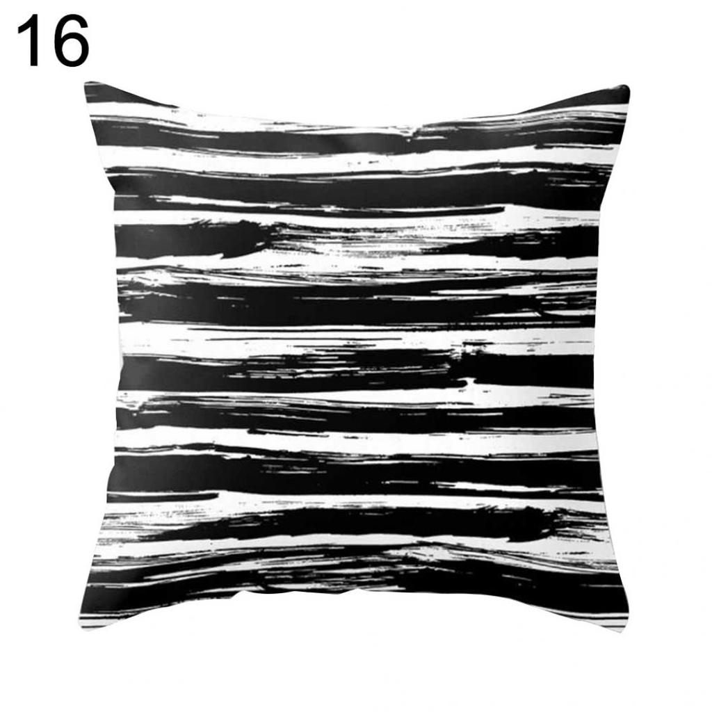 Modern Black and White Geometric Print Cushion Cover Sofa Decor Pillow Case