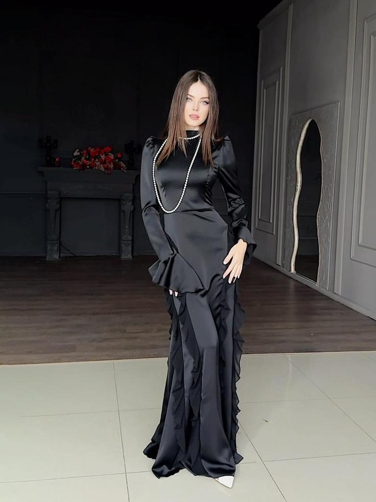 Robe de Printemps Patchwork Dentelle à Lacets Satin Mousseline Col Haut 2025