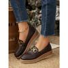 Plus Size Metal Chain Wedge Shoes Women's New Platform Muffin Loafers for Fall 2025