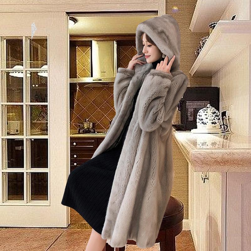 

Зимняя новая импортная бархатная шуба из молодой норки женская средняя и длинная цельная норковая шуба Haining из норки S [within 47.5 kg]