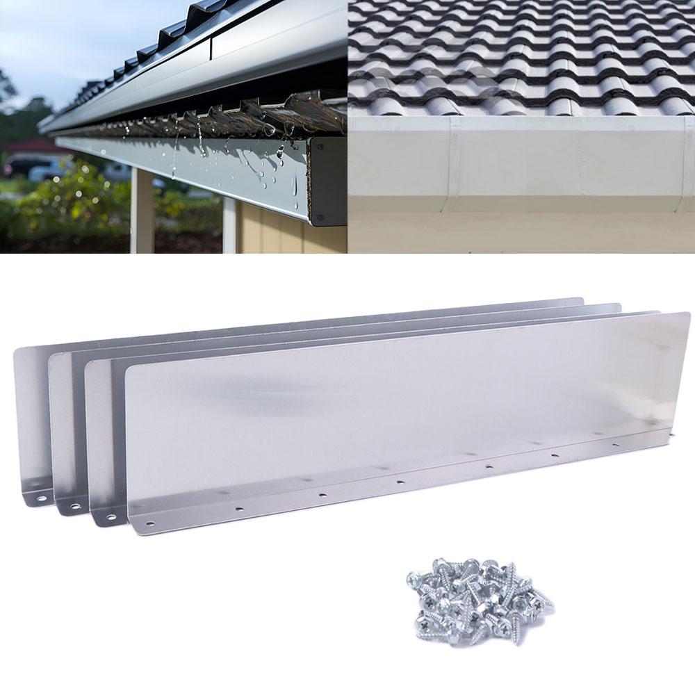 4Pcs/Set Flat Shingle Aluminum Roofing Gutter Guards Roof Rain Diverter Suitable Most House