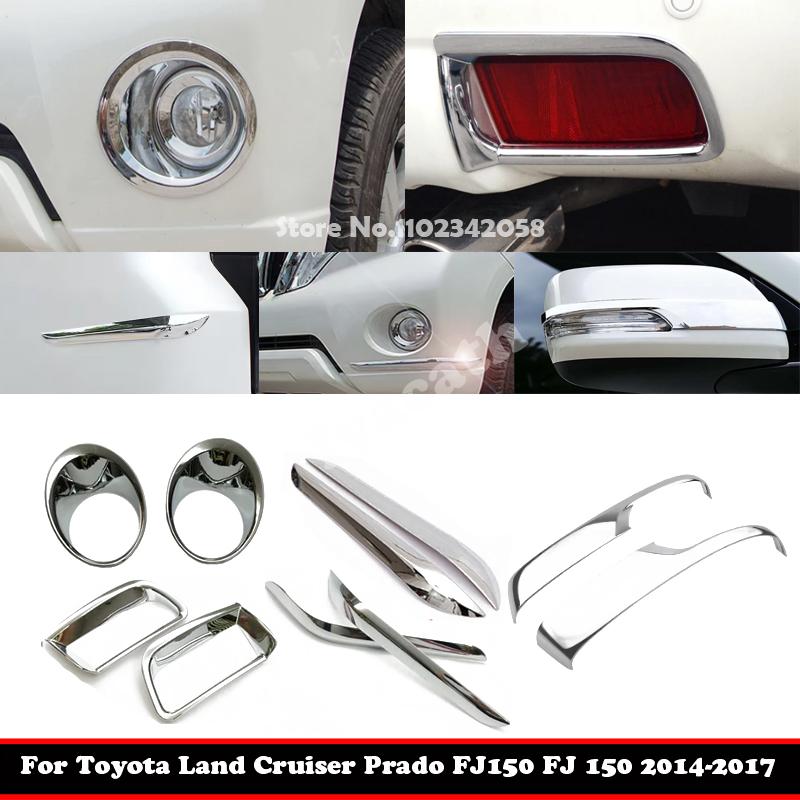 For Toyota Land Cruiser Prado FJ150 FJ 150 2014-2017 Exterior Accessories ABS chrome rearview Front rear corner foglamp cover